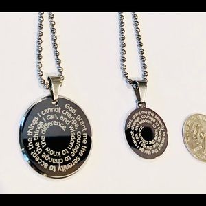 Serenity Prayer His & Hers Round Tag Necklaces Set